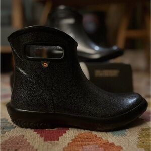 Black, glitter Rain Boots (Bogs from Nordstrom); new in box.